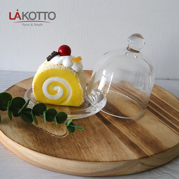 Clear Crystal Glass Square Shaped Lemon Dome Glass Butter Dish with Lid Glassware Jar Dome with Plate Glass Lemon Dish