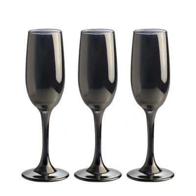 Manufacturer supply champagne glasses black goblet wine glass can be custom glass goblet