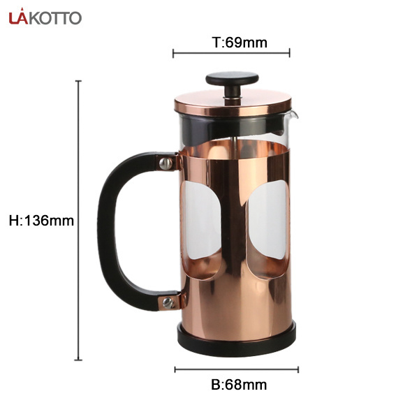 LAKOTTO Wholesale Stainless Steel Plunger Glass Tea Pot French Press Coffee Maker