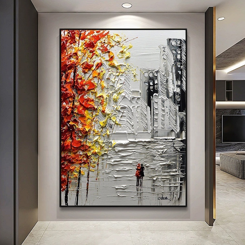 3d Oil Painting Canvas Abstract Wall Art Landscape Colorful Forest Hand Made Oil Palette Knife Painting on Canvas Modern Art