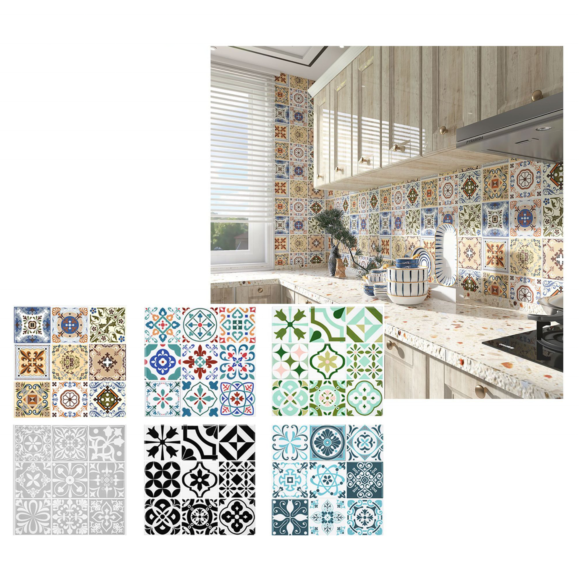 Custom Size Premium Self Adhesive Removable Waterproof for Wall Stickers Wall Tile Stickers for Kitchen Bathroom Stairs Cupboard