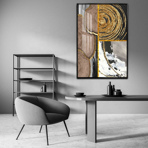 Wall Decor Landscape Pictures Acrylic Glass Wall Art Aluminum Framed Abstract Gold Foil tree wheel Crystal porcelain Painting