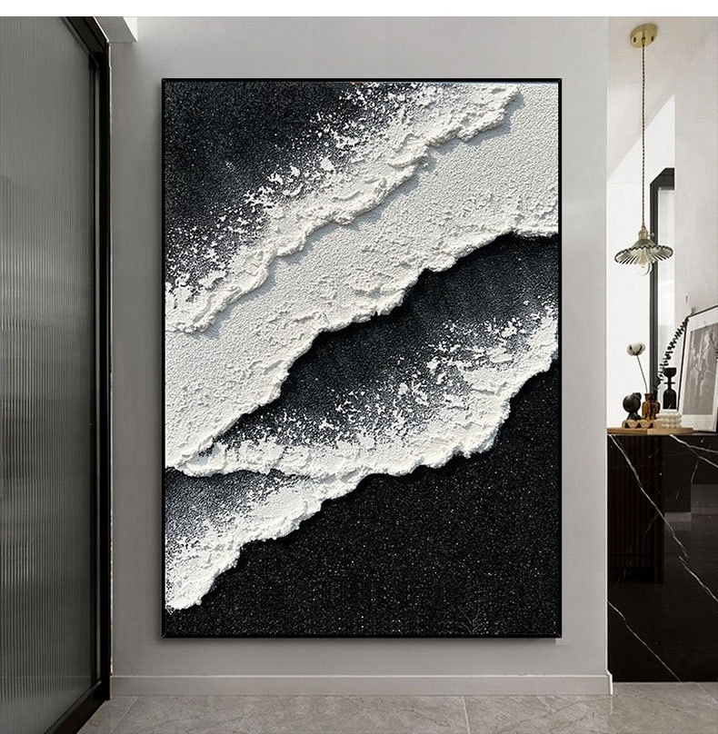 Hand Palette Landscape Painting Abstract Sea Tide 3D Thick Texture Wall Art Decor Relief Artwork Paintings On Canvas