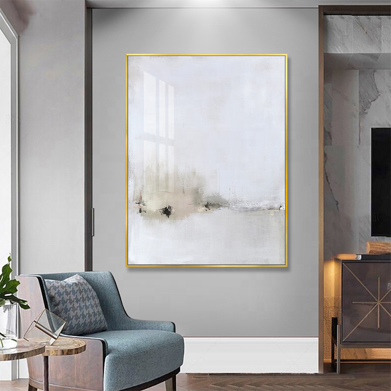 Abstract White Light Gold Crystal Porcelain  Painting Minimalist Style Wall Art Pictures for Living Room Bedroom Aisle Study