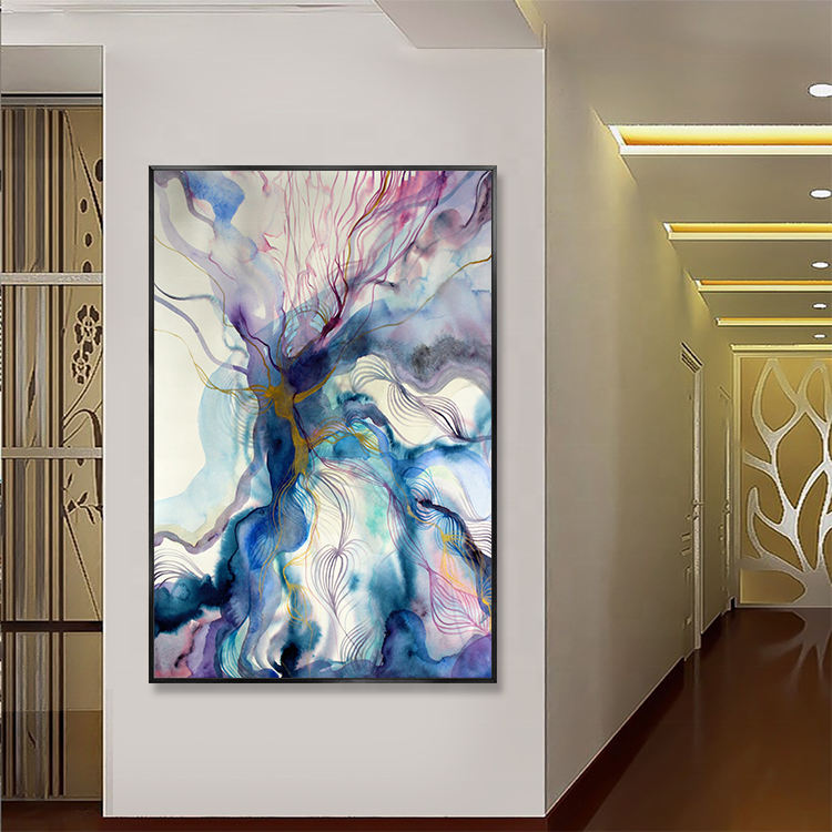 Modern Abstract Watercolor Blue Marble Poster Canvas Art Landscape Painting Wall Picture For Living Room Modern Home Decor