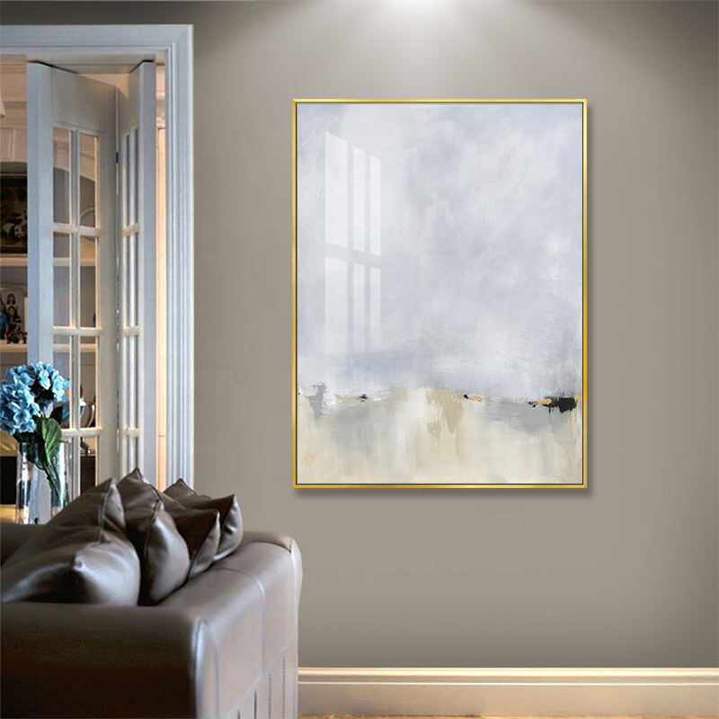 Abstract White Light Gold Crystal Porcelain  Painting Minimalist Style Wall Art Pictures for Living Room Bedroom Aisle Study