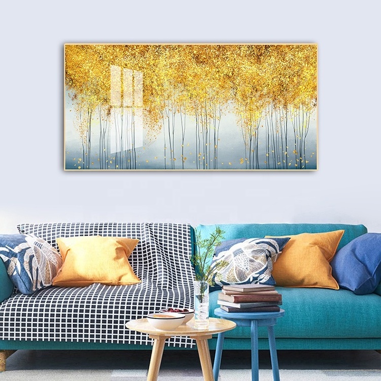 Abstract Painting Hotel Decoration Modern Gold Tree Still Life Wall Art Large Landscape Crystal Porcelain Painting