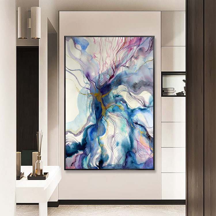 Modern Abstract Watercolor Blue Marble Poster Canvas Art Landscape Painting Wall Picture For Living Room Modern Home Decor