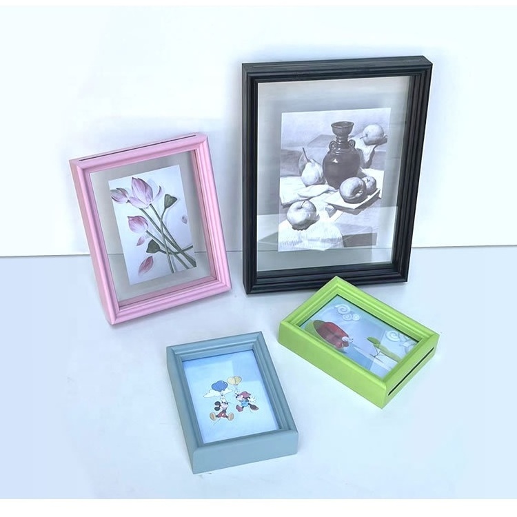 Creative Photo Frame Table macaron color Photo Frame Hollow 6-Inch 7-Inch A4 Double-Sided Glass Plant Specimen Picture Frame