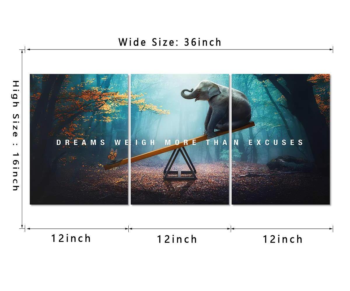 Custom photos Wall Art Framed Canvas Print Elephant Dreams Weigh More Than Excuses Print Canvas Painting for Living Room Decor