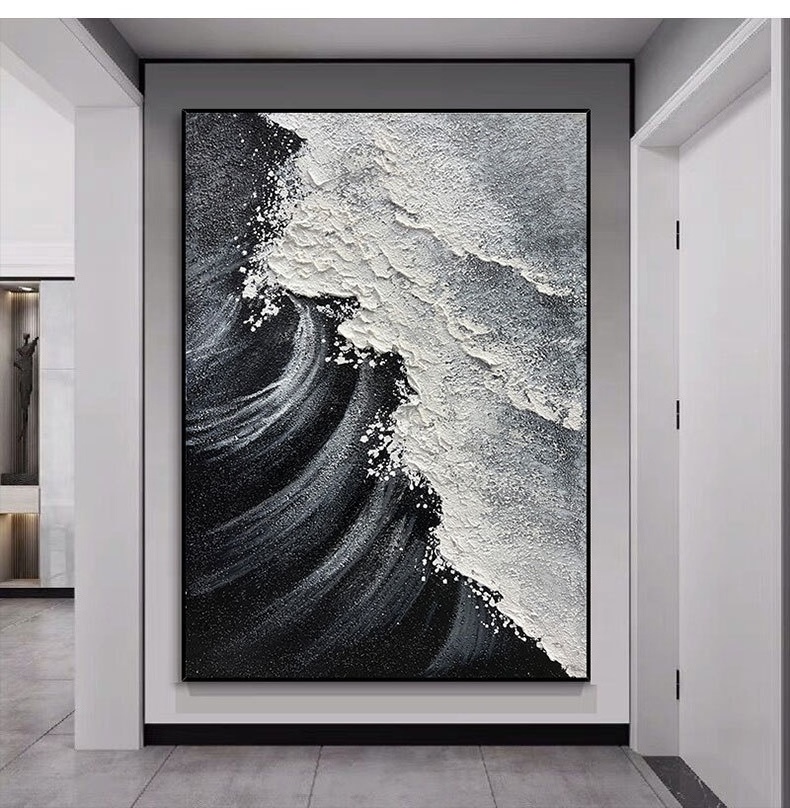 Hand Palette Landscape Painting Abstract Sea Tide 3D Thick Texture Wall Art Decor Relief Artwork Paintings On Canvas