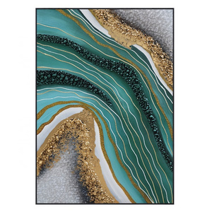 Custom Handmade Painting Abstract Seascape Wall art Three-dimensional Physical Emerald Green Gold Art Hand Oil Painting