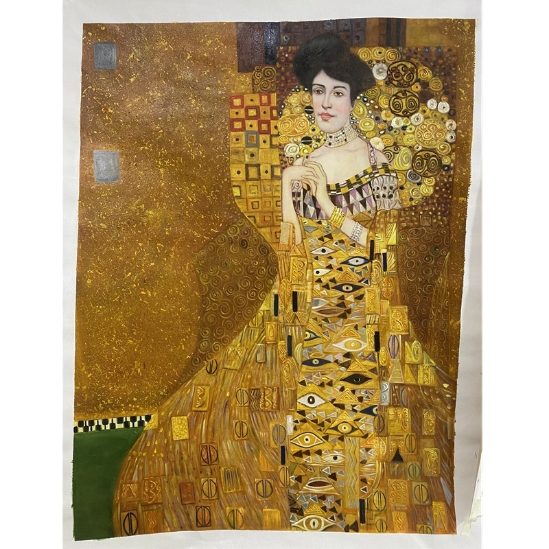 Custom Handmade Oil Painting Portrait of Adele Bloch-Bauer I by Gustav Klimt Decorative Painting Reproductions Framed Canvas Art