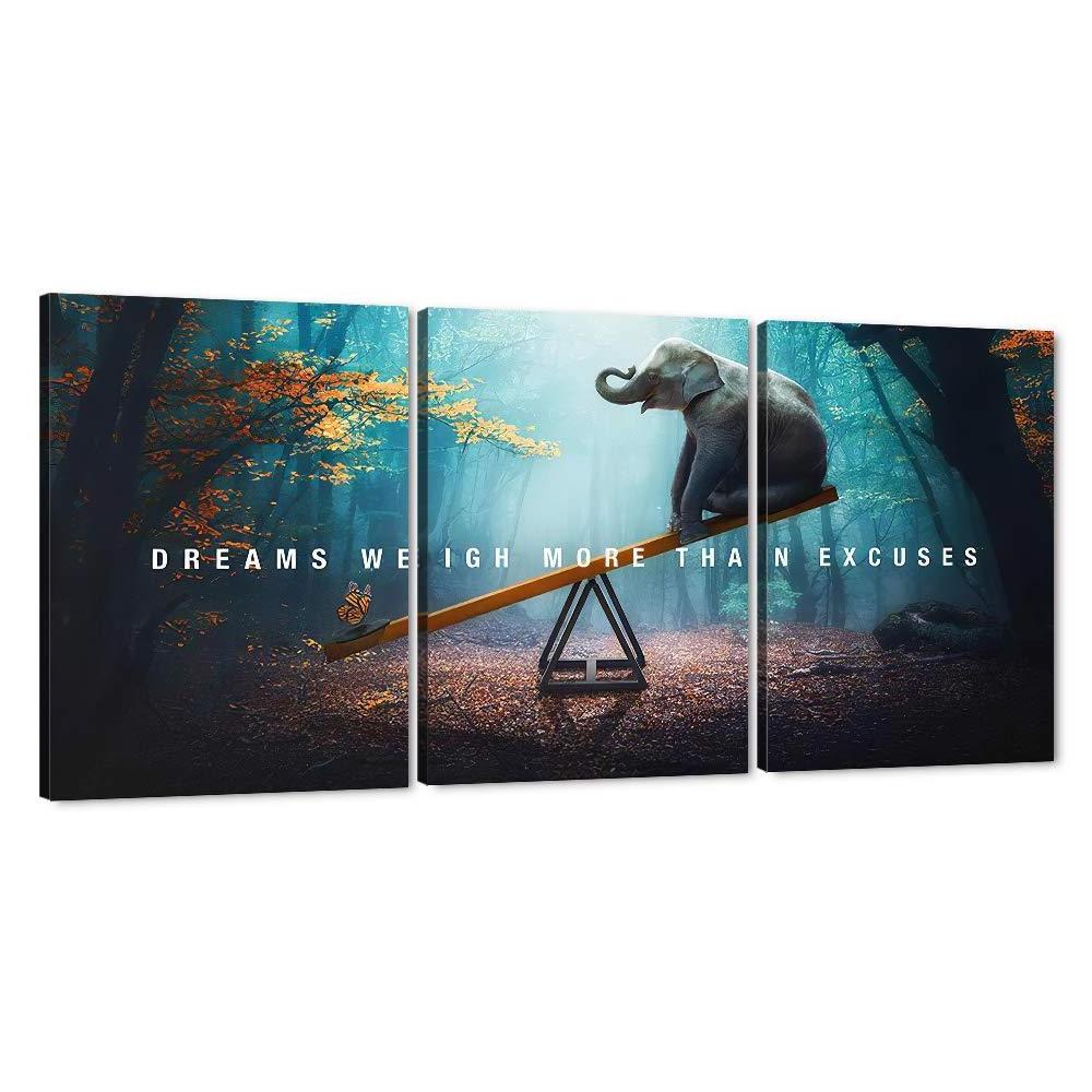 Custom photos Wall Art Framed Canvas Print Elephant Dreams Weigh More Than Excuses Print Canvas Painting for Living Room Decor