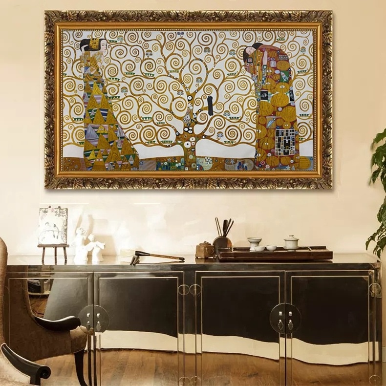 Handmade Museum Quality Famous Artists Reproduction Art Tree Of Life Gustav Klimt Painting for Living Room Oil Painting Decor