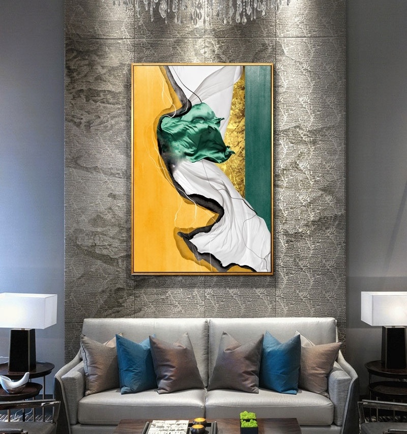 Modern Luxurious Abstract Gold Green Marble Poster Canvas Painting Wall Art Print Picture Living Room Interior Home Decor