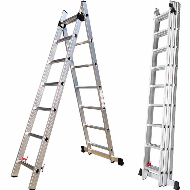 150kg Load Capacity 2.3M Compact Extension Ladder Adjustable Folding Ladders with Non Slip Feet