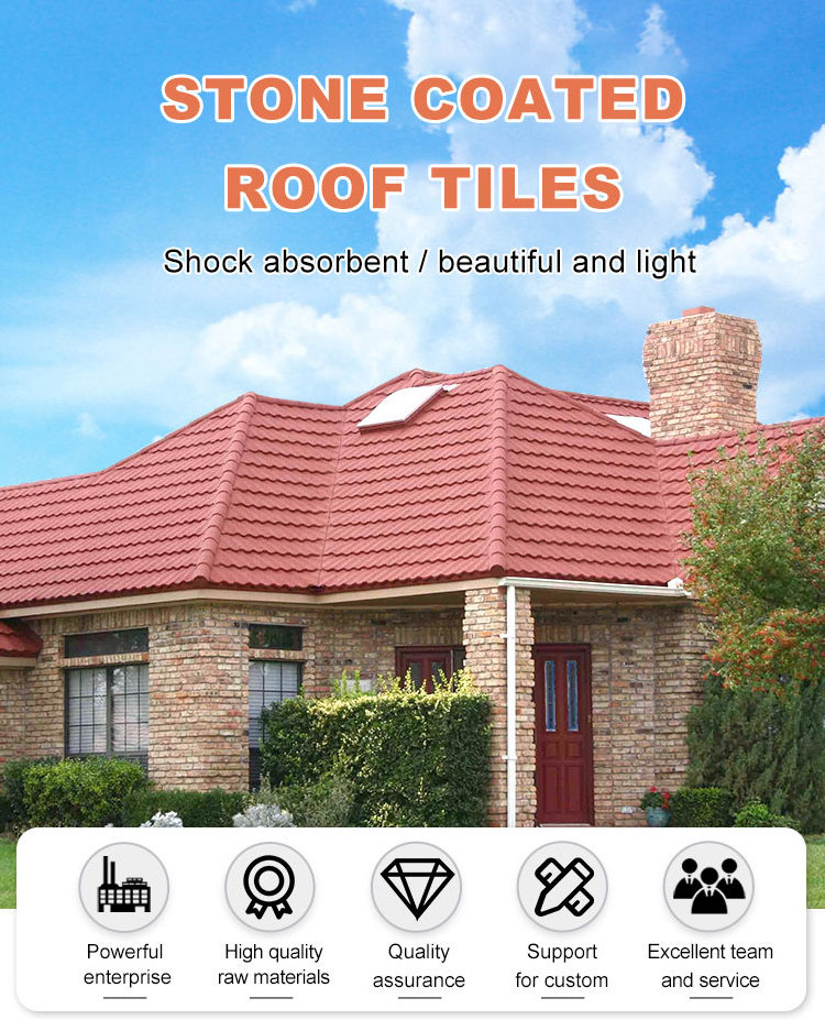 stone coated metal roofing sheet prices per pc in China suppliers red stone coated metal shingle roof tile