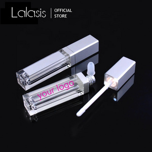 Lalasis led light mirror black silver gold packaging 7ml blush square lipstick lip gloss container