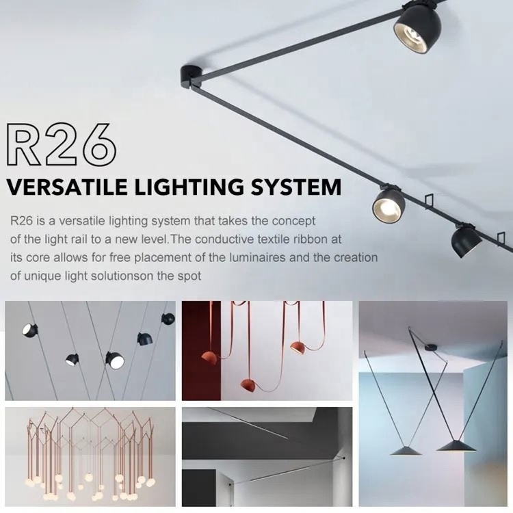 Modern Design Smart Track Lighting System Tuya Dc24V Woven Belt Pendant Light Villa Decoration Track Light With Remote Control