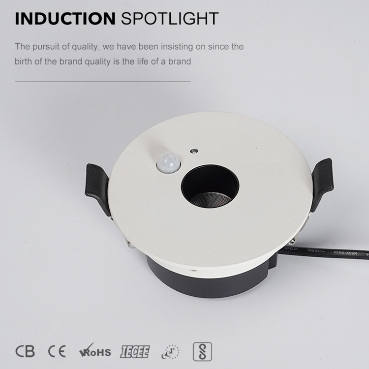 Newest Anti Glare Highlight Cob Chip PIR Motion Sensor downlight Recessed 7w Induction Led Down Light