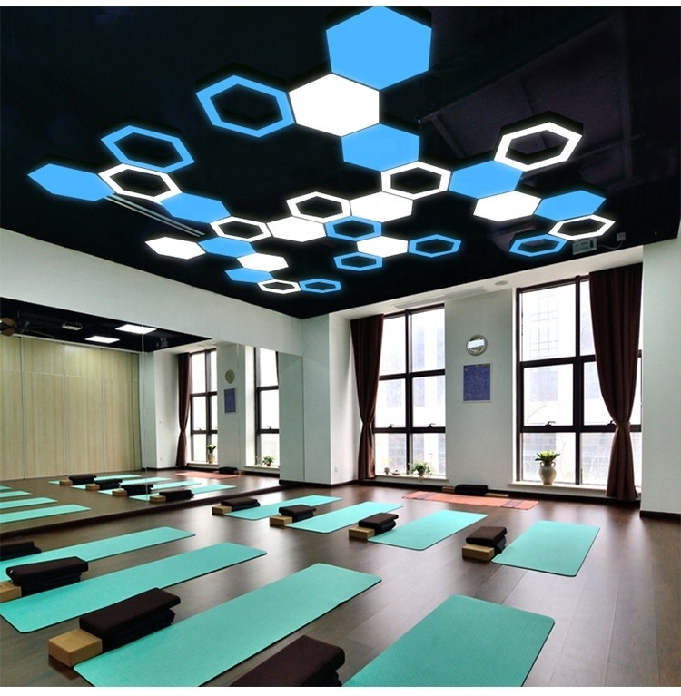 Honeycomb Shaped commercial industrial lighting Office Shopping Mall Hexagonal LED Ceiling Light for gym BY1063