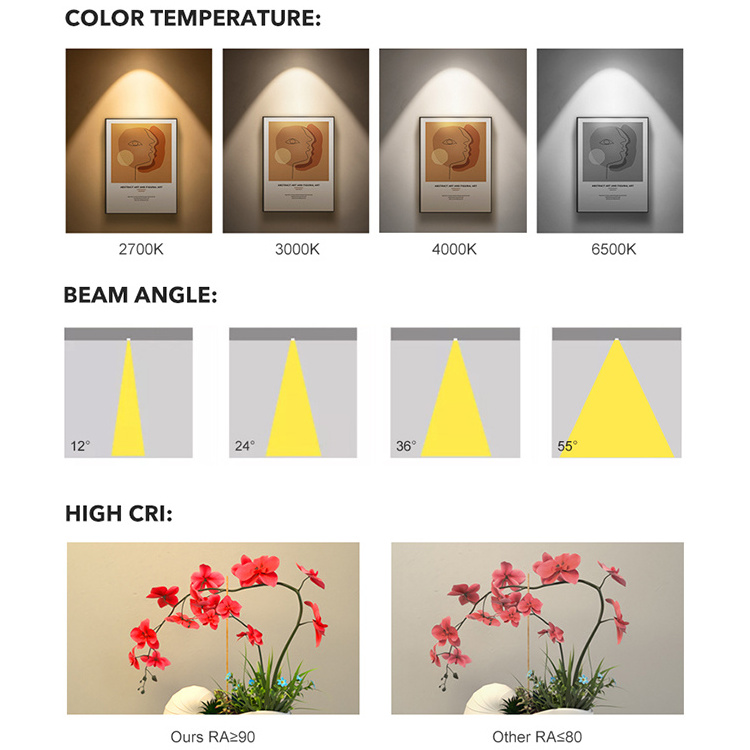 Double Anti Glare Intelligent Dimmable Cob 5w 7w 10w Recessed Mounted Long Tube Led Spotlight