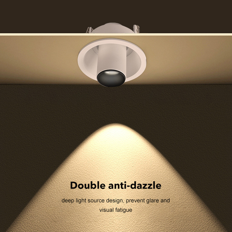 Double Anti Glare Intelligent Dimmable Cob 5w 7w 10w Recessed Mounted Long Tube Led Spotlight