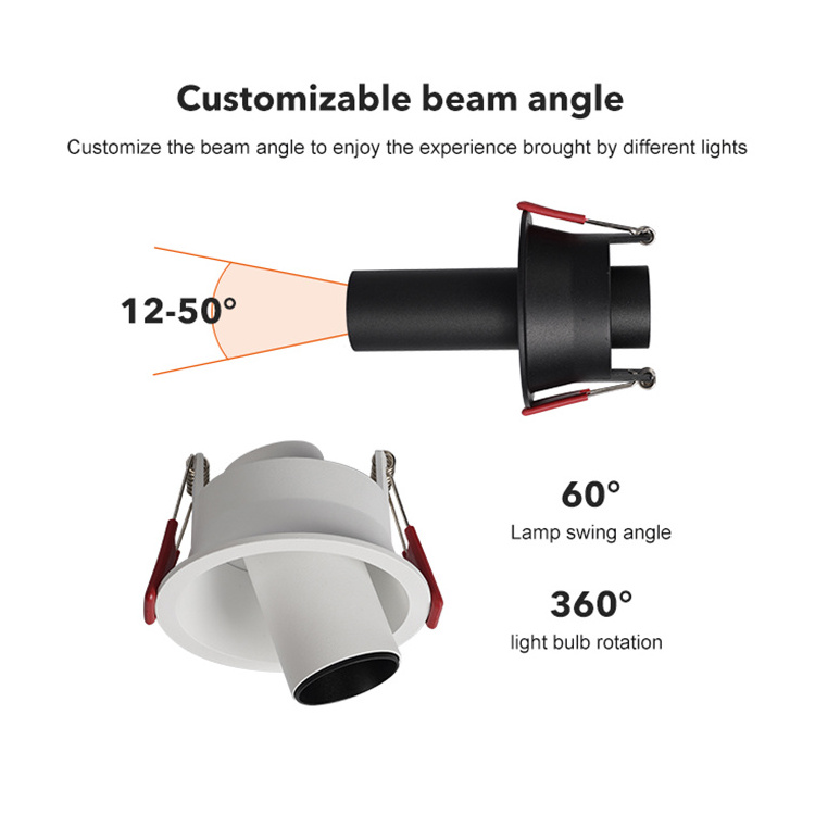 Double Anti Glare Intelligent Dimmable Cob 5w 7w 10w Recessed Mounted Long Tube Led Spotlight