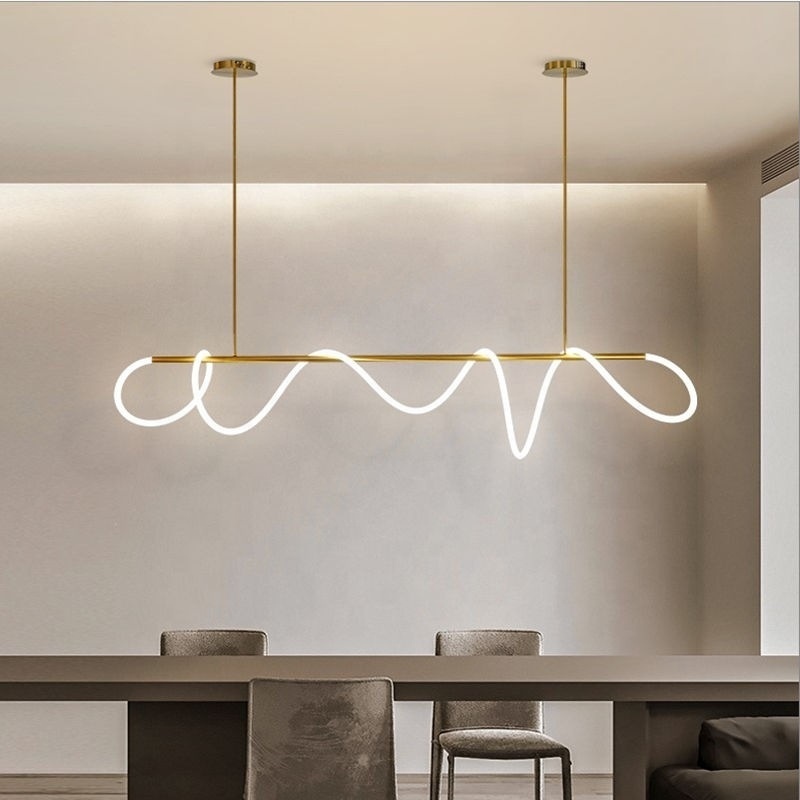 Nordic Black Pendant Light Fixture for Kitchen Island Dining Room Long Hanging Lamp with silicone tube BY1065