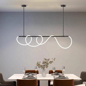 Nordic Black Pendant Light Fixture for Kitchen Island Dining Room Long Hanging Lamp with silicone tube BY1065