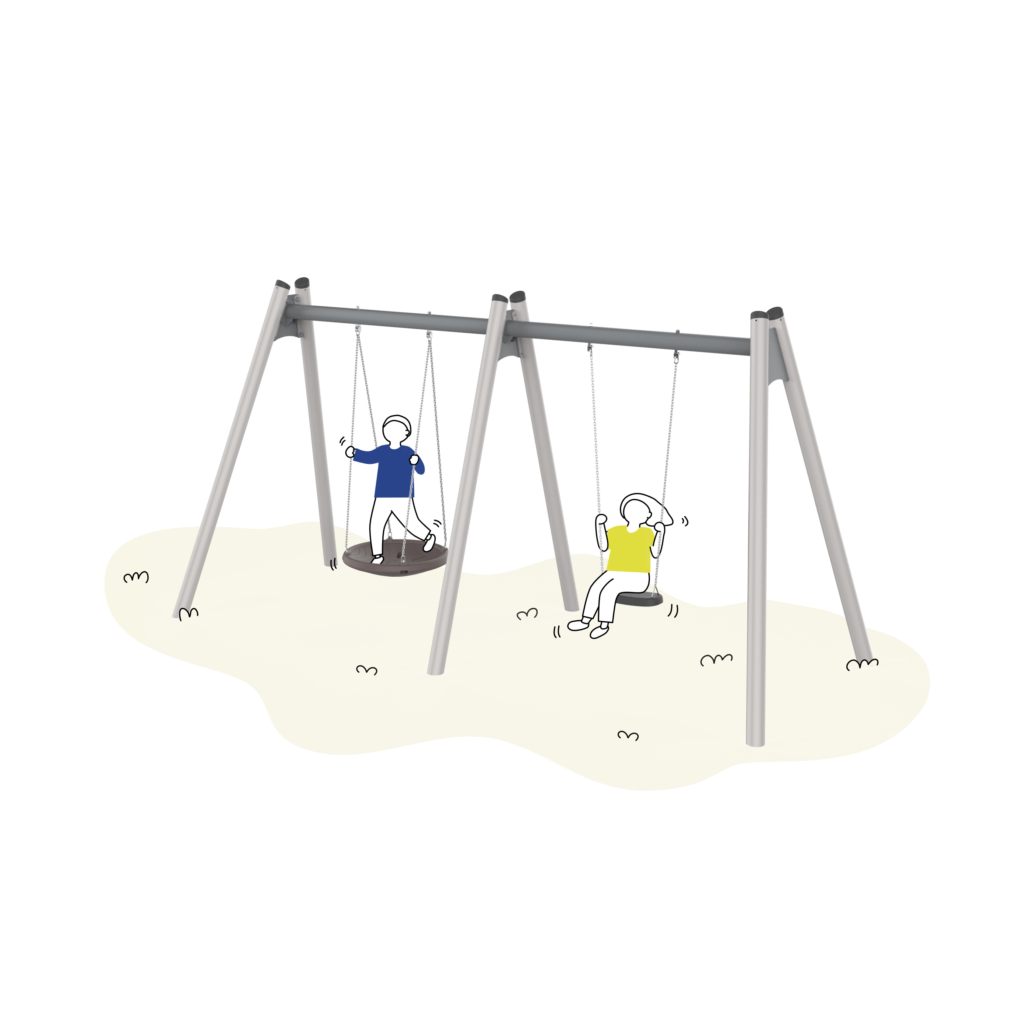 High Quality Interesting Outdoor Play Swing Set for 2 Kids Outdoor Children Playground for Sales