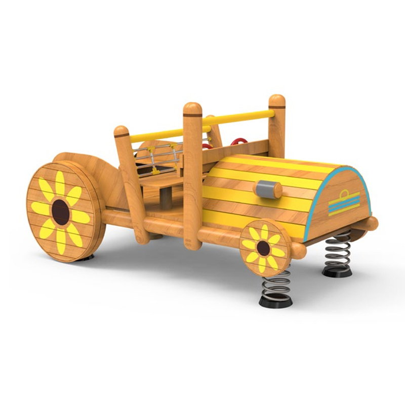 New Design Wooden Car Rocking Horse for Outdoor Playground Park and Kindergarten Use Outdoor Amusement Equipment