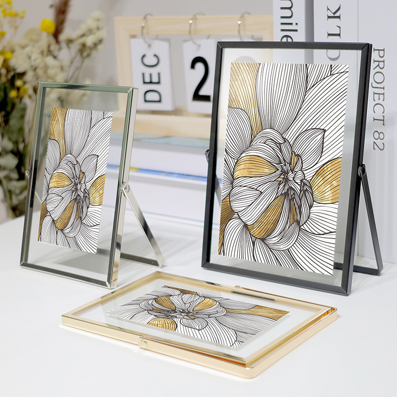 Factory Wholesale  Floating  Metal Photo Frame Morden Glass Transparent Picture Frame for Home Hotel Art Gallery