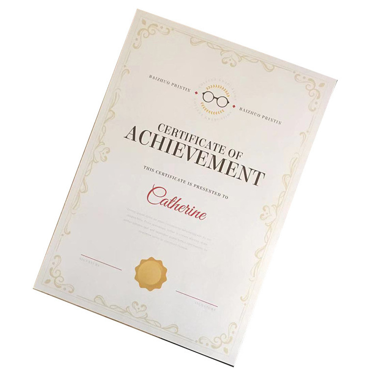 A4 size certificate diploma printing service lined texture art paper graduated certificate printing