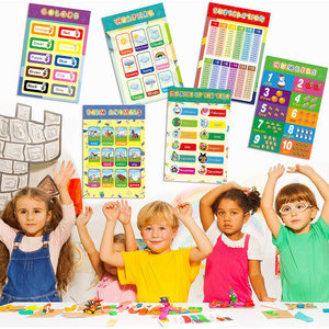 12pcs/set Stock Custom Educational Preschool Poster for Toddler and Kid with Glue Point Dot