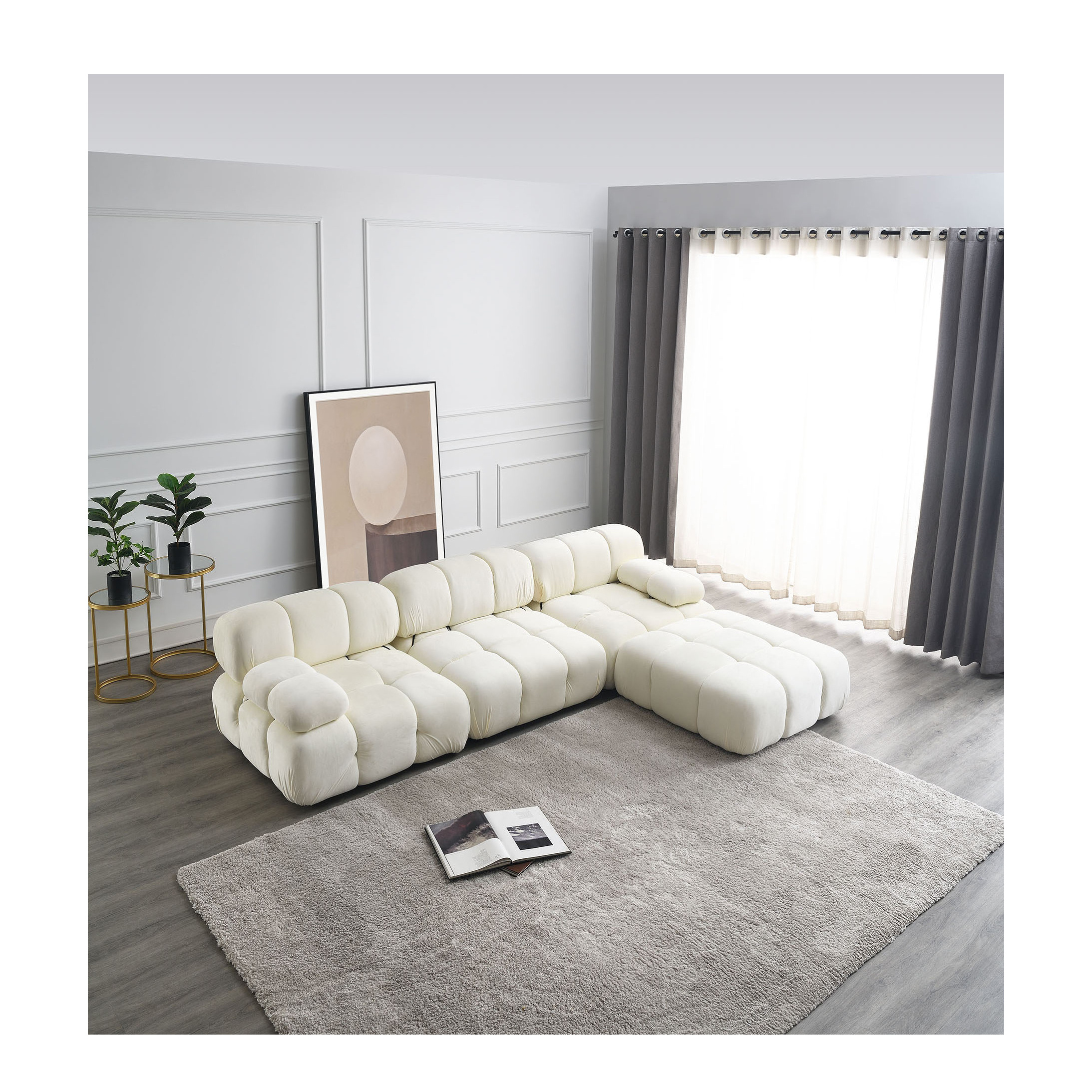 Home Furniture Modern Curved Sofas Love Seat White Upholstery Velvet 1-3 Seat Living Room Sofas For Home Hotel