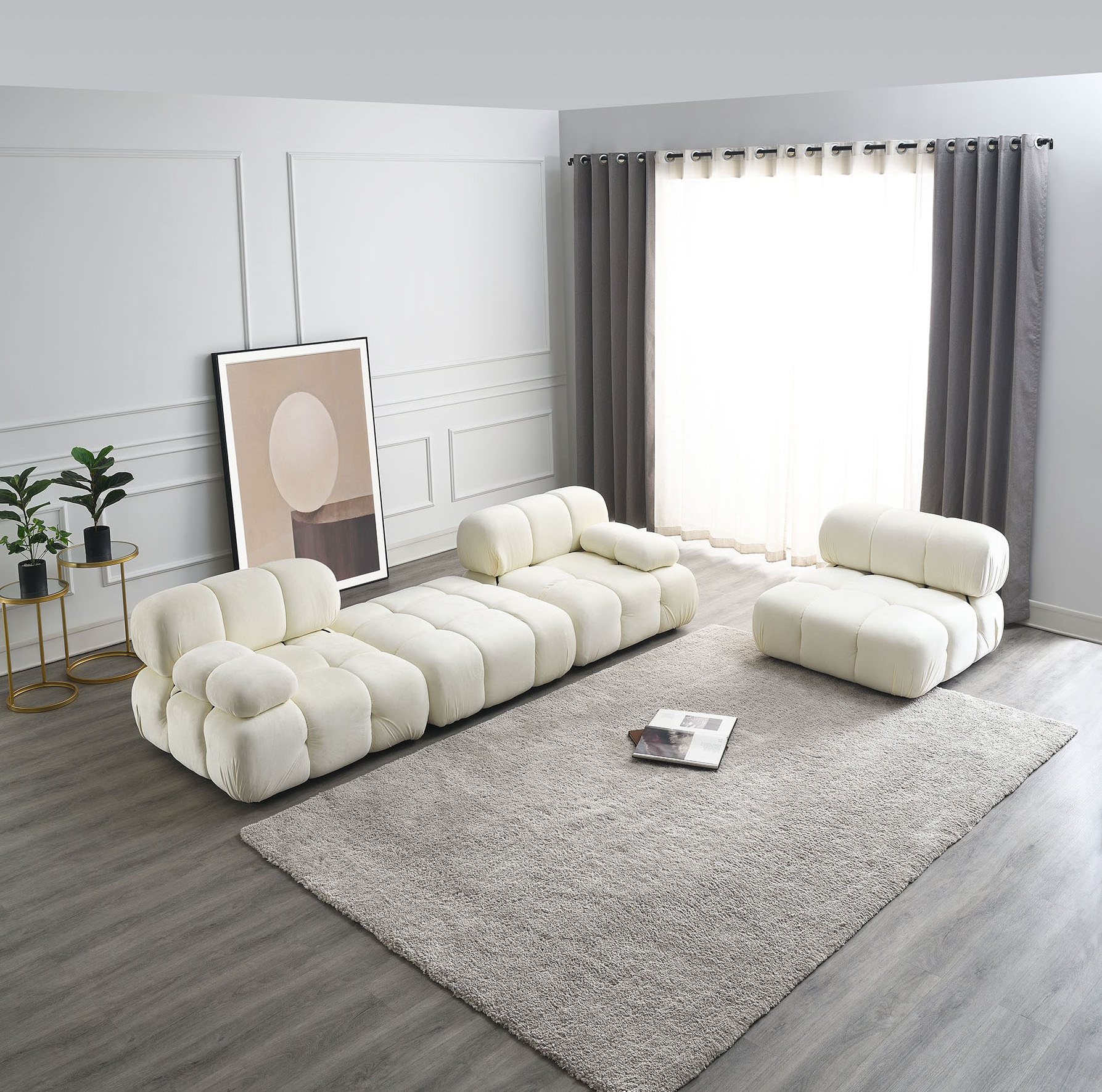 Commercial Sofa Nordic L Shape Sectional Sofa With Ottoman Modular Velvet Long Couch Living Room Sofa Set Furniture