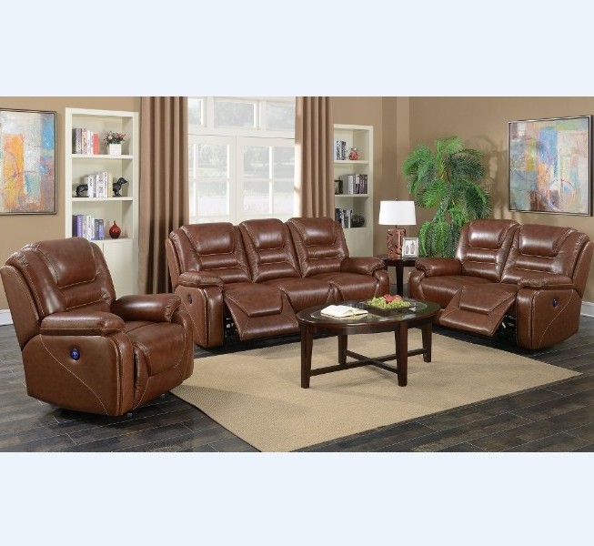 Luxury Couch living room furniture leather power electric recliner sectional sofa set 3 2 1