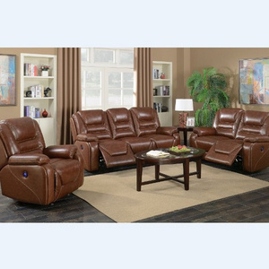 Luxury Couch living room furniture leather power electric recliner sectional sofa set 3 2 1