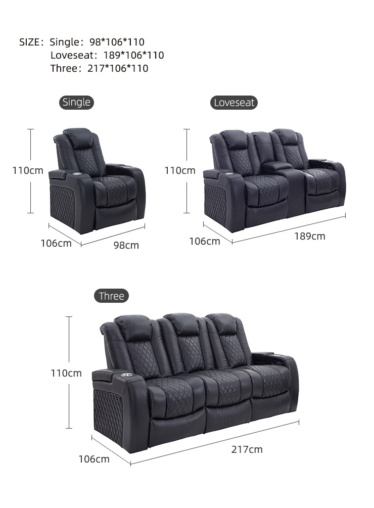 3 piece couch living room power reclining sofa set cover furniture genuine leather home cinema sofa