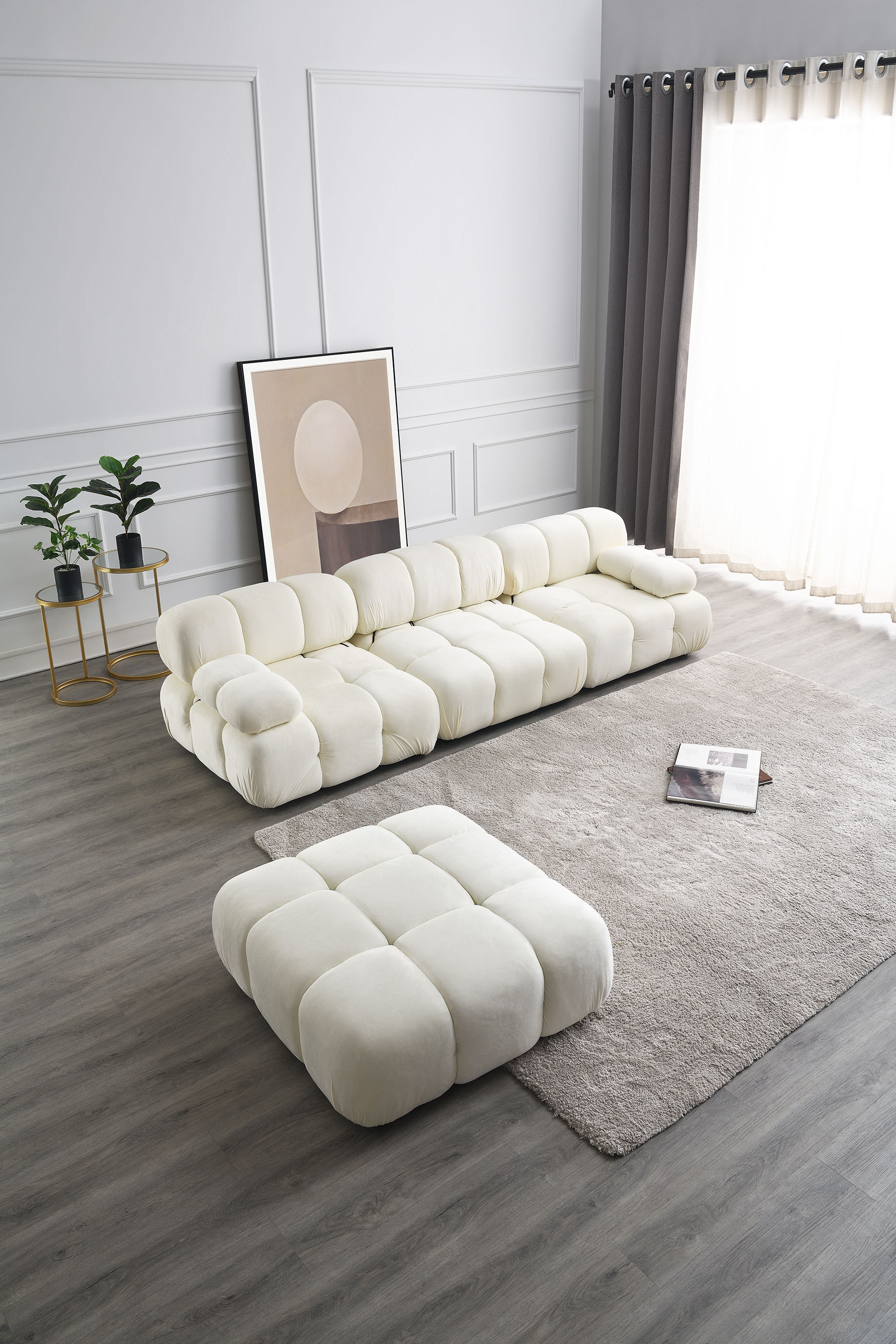 Home Furniture Modern Curved Sofas Love Seat White Upholstery Velvet 1-3 Seat Living Room Sofas For Home Hotel