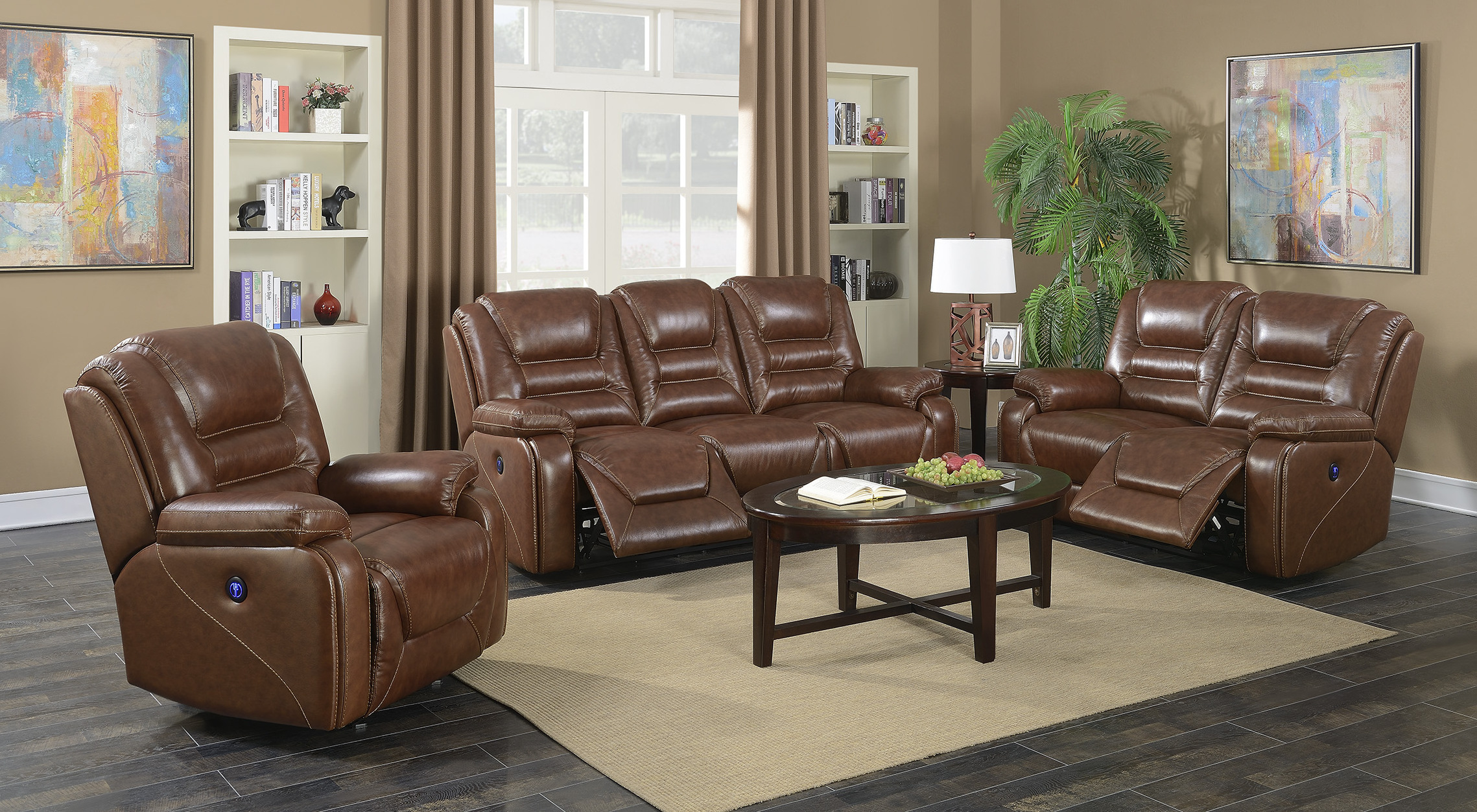 Luxury Couch living room furniture leather power electric recliner sectional sofa set 3 2 1