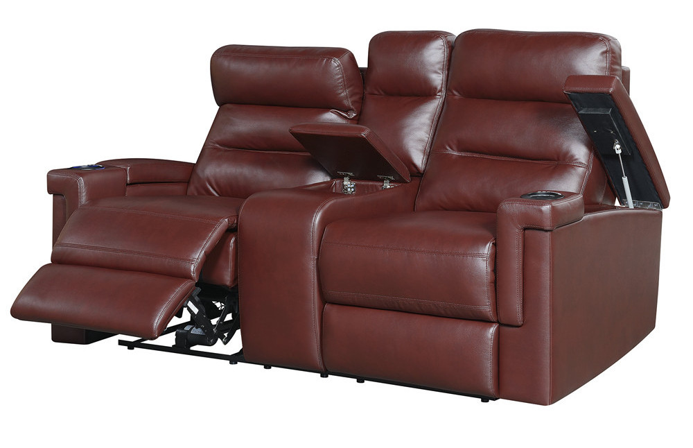 Royal genuine Leather home cinema 2 seater couple recliner sofa