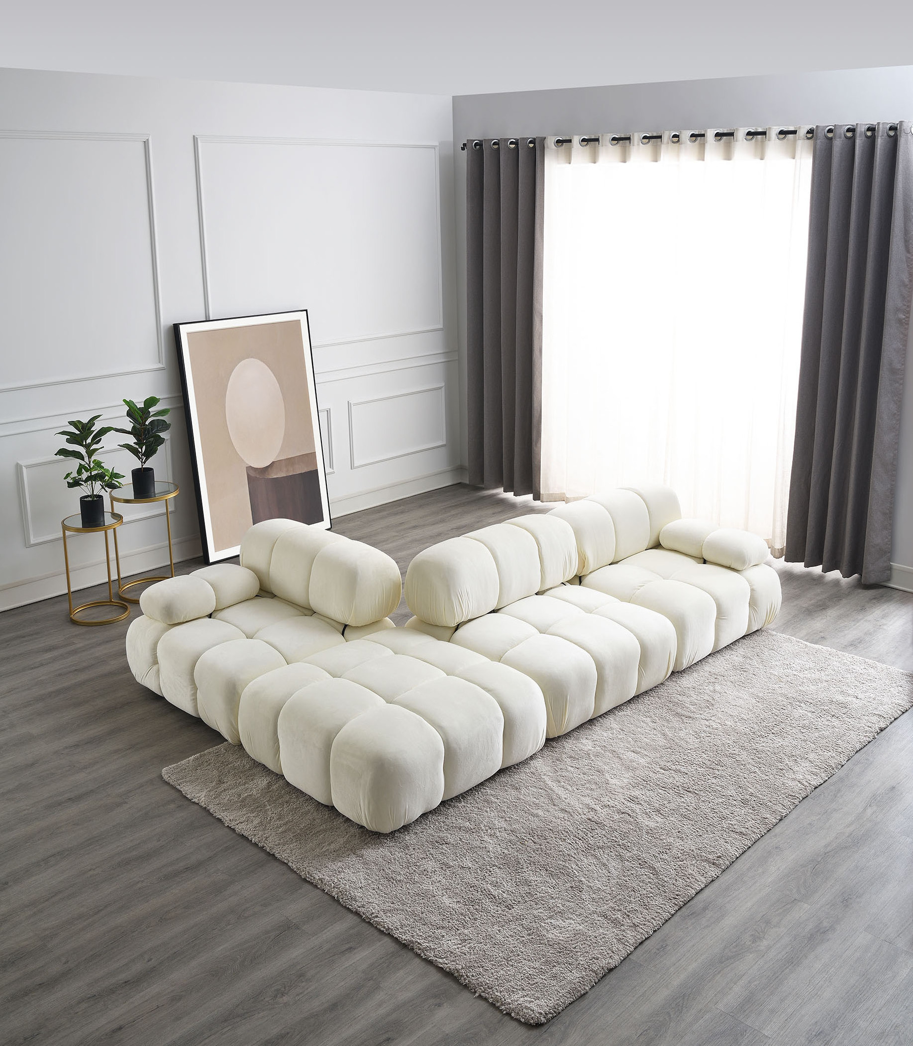 Commercial Sofa Nordic L Shape Sectional Sofa With Ottoman Modular Velvet Long Couch Living Room Sofa Set Furniture