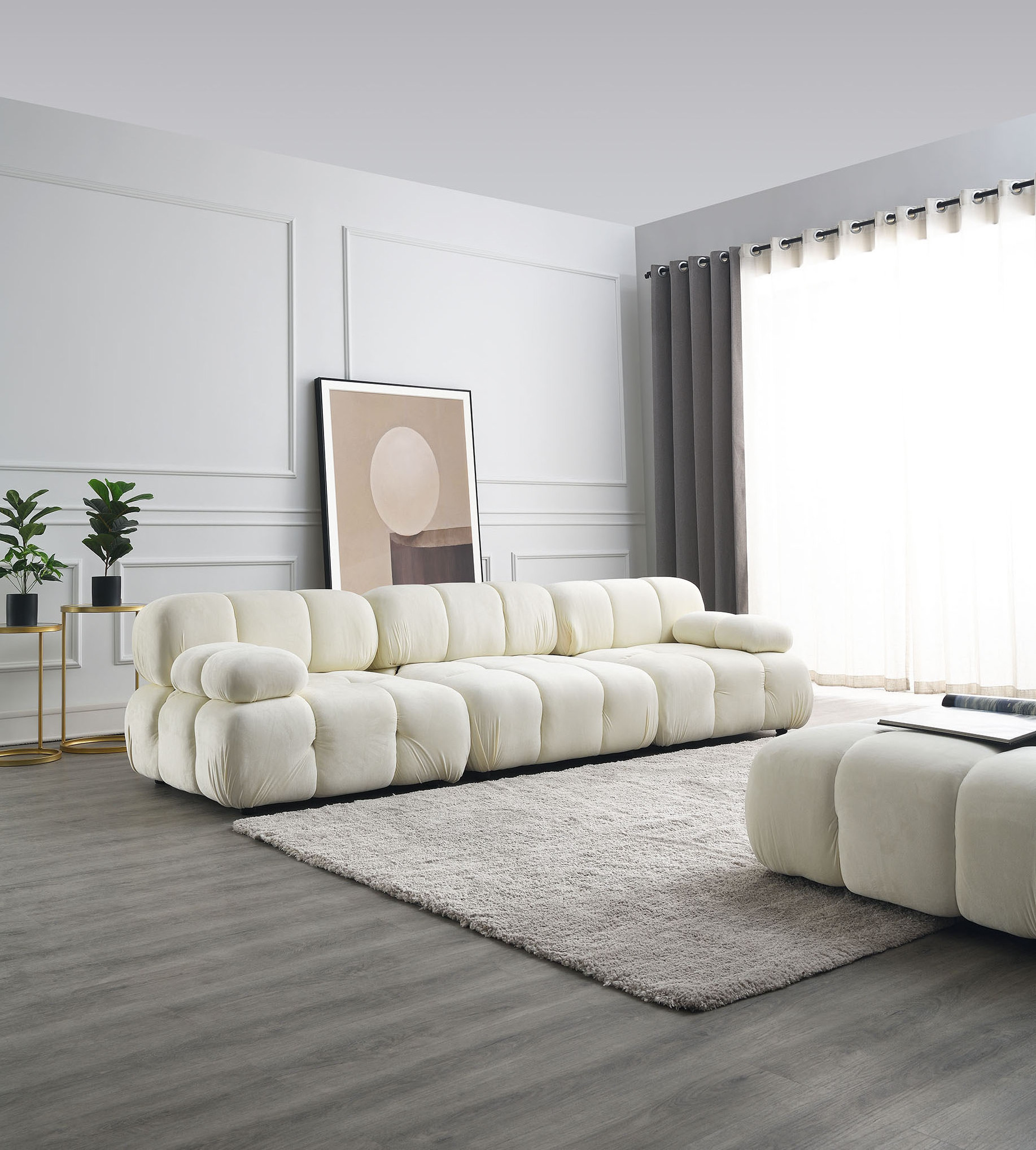 Commercial Sofa Nordic L Shape Sectional Sofa With Ottoman Modular Velvet Long Couch Living Room Sofa Set Furniture