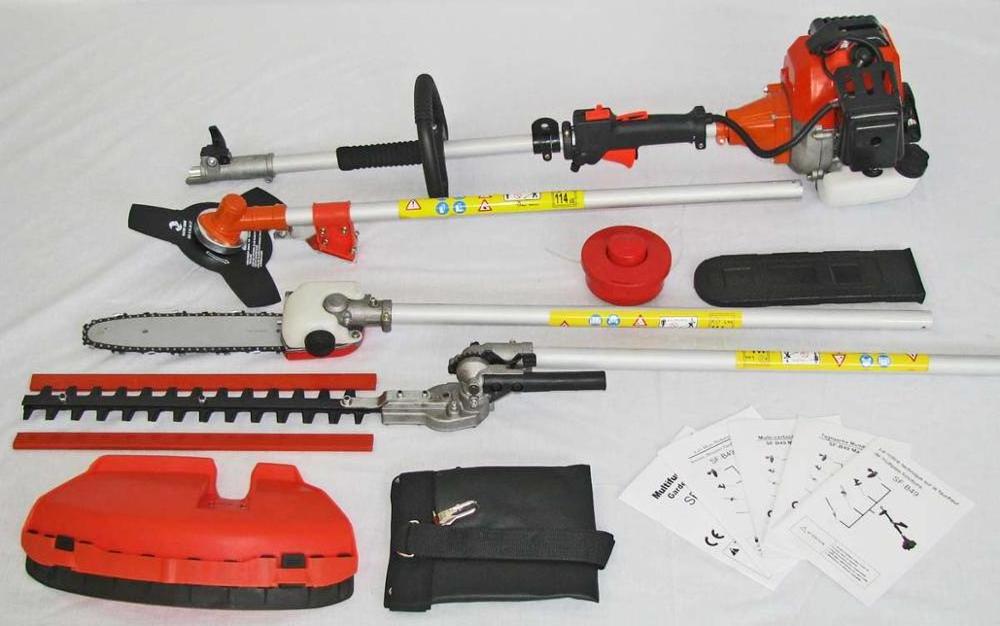 CE approved 33cc garden multi-task brush cutter attachment, long reach hedge trimmer, chain saw