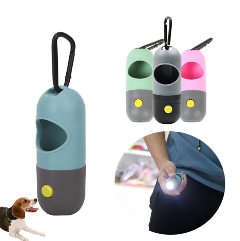 Spot LED Flashlight Pet Waste Bags Holder Flashlight Dispenser Dog Poop Bag Dispenser PE Plastic Lamb Pet Grooming Products