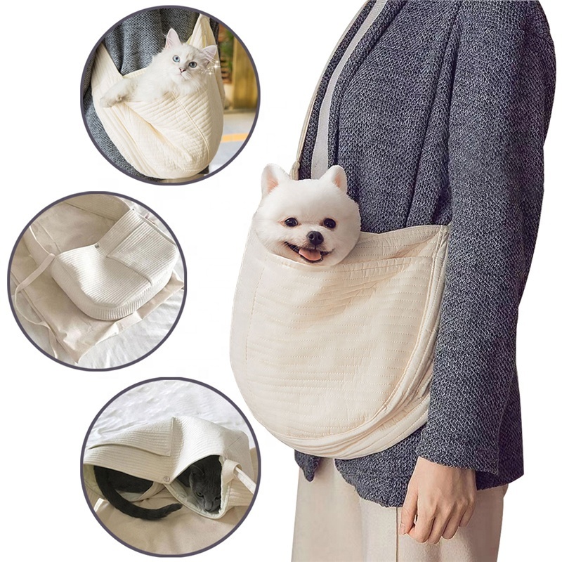 Reversible Dog Pet Sling Shoulder Hands-free Shop Bags Travel Outdoors Pet Cat Backpack