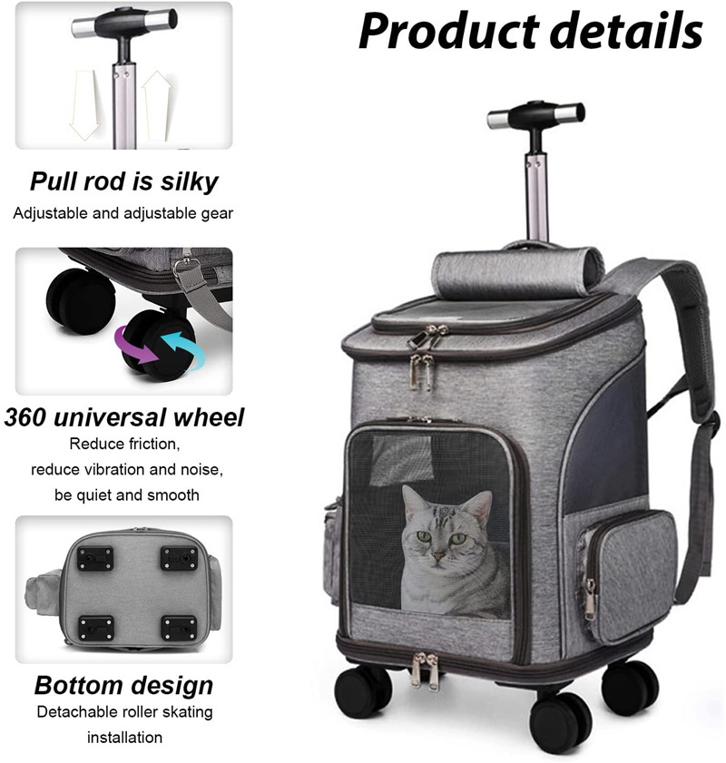 Pet trolley pet carrier Portable Large Rolling Carrier with Removable Detachable Wheeled